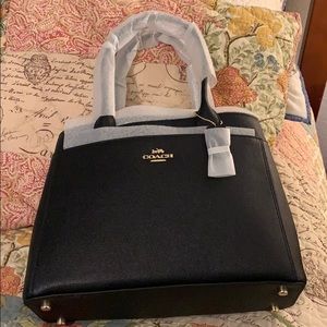 NWT Coach black leather Casey Tote